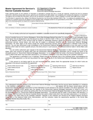 Master Agreement for Servicer’s Escrow Custodial Account