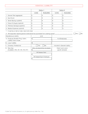 General Liability Insurance Application