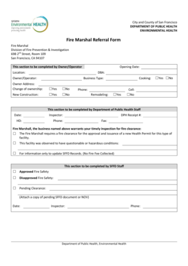 San Francisco Fire Marshal Referral Form