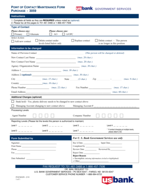 Point of Contact Maintenance Form