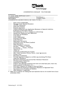 FHA Purchase Underwriting Checklist