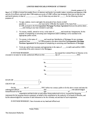 Limited Irrevocable Power of Attorney