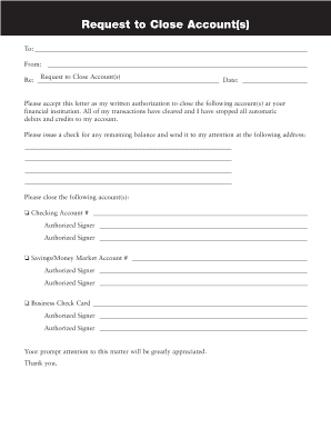 Request to Close Account(s) Letter