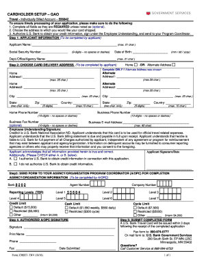 GAO Travel Card Application Form