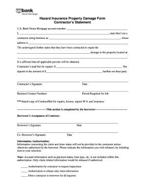 Hazard Insurance Property Damage Form