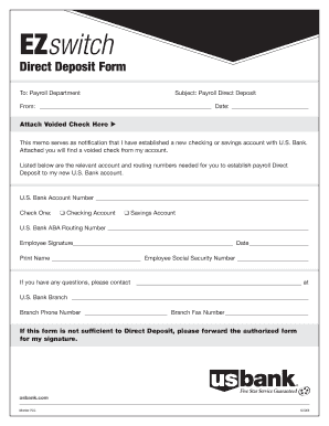 US Bank Direct Deposit Form
