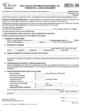 Virginia Residential Lease Agreement