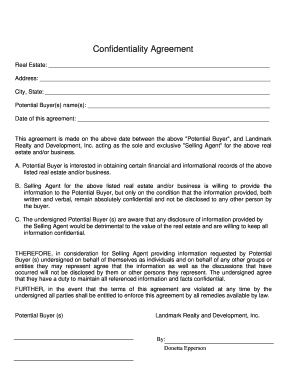 Real Estate Confidentiality Agreement