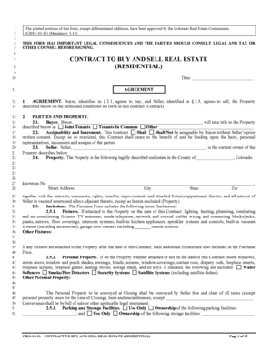 Colorado Residential Real Estate Purchase Agreement