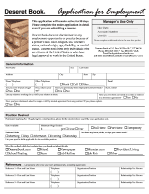Deseret Book Employment Application