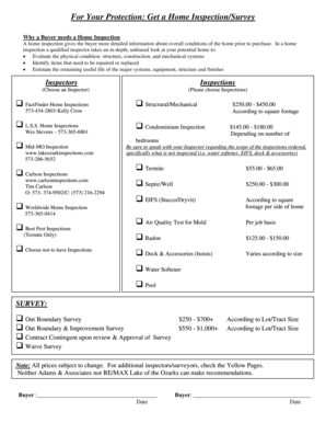 Home Inspection/Survey Service Agreement