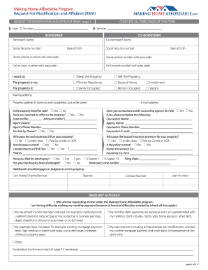 Making Home Affordable Request for Modification and Affidavit