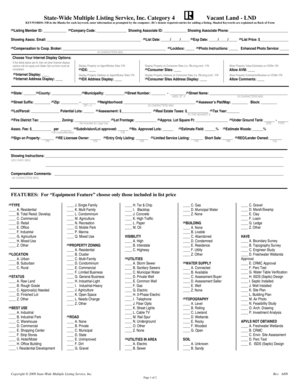 Vacant Land Listing Form