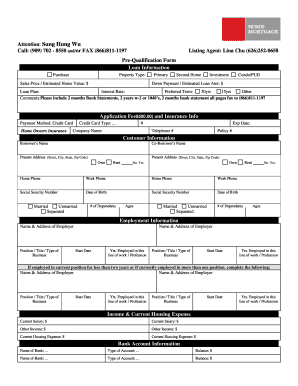Mortgage Pre-Qualification Form