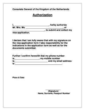 Netherlands Visa Application Authorization