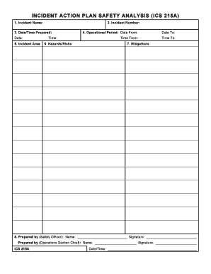 Ics form 203 - Hazards/Risks