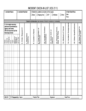 Incident Check-In List ICS 211