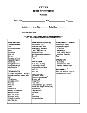 School Bus Pre-Trip Inspection Report