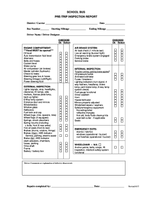 School Bus Pre-Trip Inspection Report