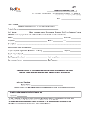 Solicitud de Cuenta Corriente FedEx