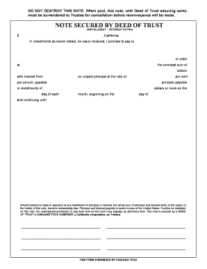 Promissory Note Secured by Deed of Trust