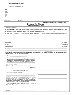 California Request for Notice Under Civil Code 2924b
