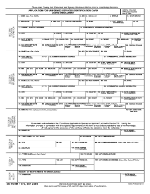 Application for Uniformed Services Identification Card