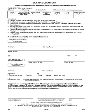 Aflac Sickness Claim Form