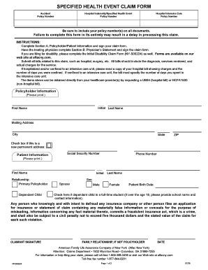 Specified Health Event Claim Form