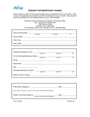 Request for Beneficiary Change