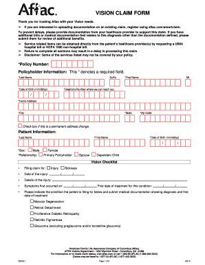 Aflac Vision Claim Form