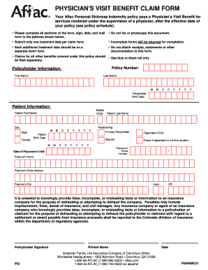 Physician’s Visit Benefit Claim Form