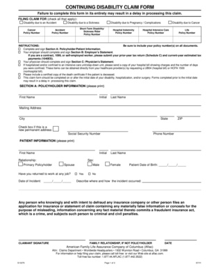 Continuing Disability Claim Form