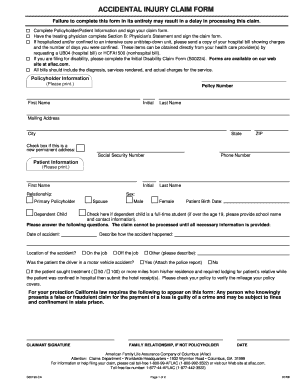 Accidental Injury Claim Form