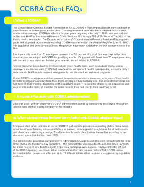 COBRA Continuation Coverage FAQs