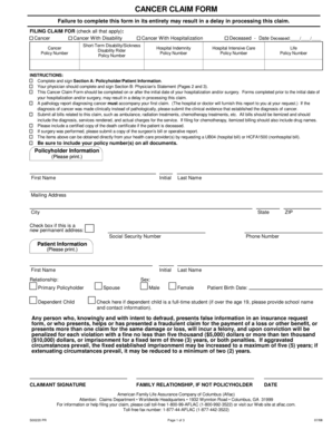 Cancer Claim Form