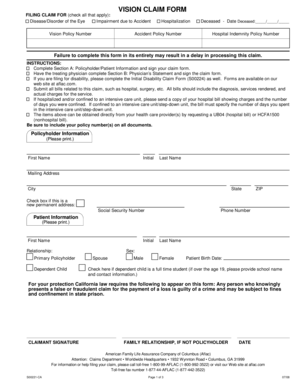 Aflac Vision Claim Form