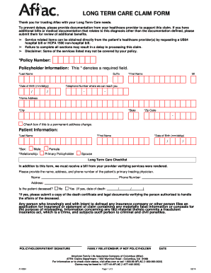 Aflac Long Term Care Claim Form