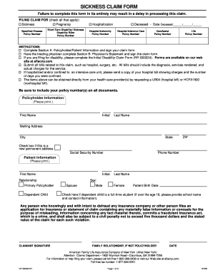 Sickness Claim Form