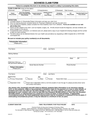 Sickness Claim Form