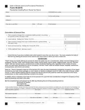 Rhode Island Residential Dwelling Room Rental Tax Return