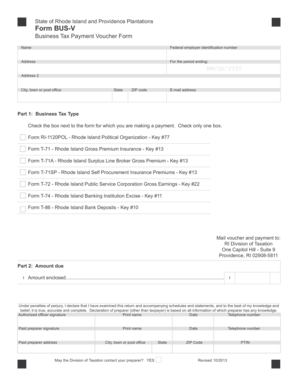 Rhode Island Business Tax Payment Voucher