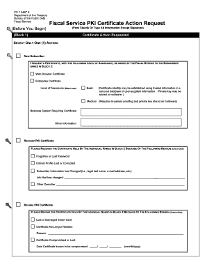 Fiscal Service PKI Certificate Action Request
