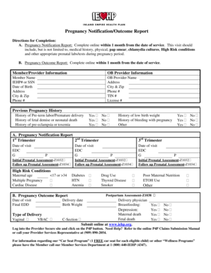 Pregnancy Notification/Outcome Report