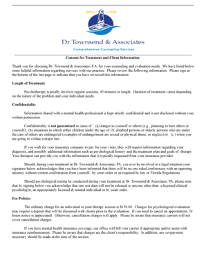 Consent for Treatment and Client Information