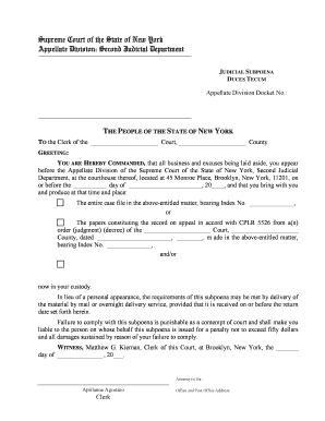 New York Judicial Subpoena Duces Tecum