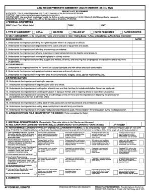 Airman Comprehensive Assessment (ACA) Worksheet
