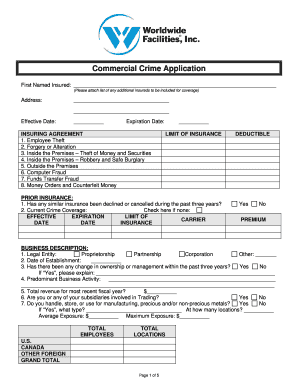 Commercial Crime Insurance Application