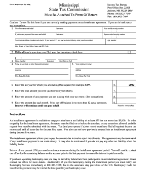 Mississippi Installment Agreement Request Form