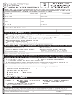 Missouri Sales or Use Tax Exemption Certificate